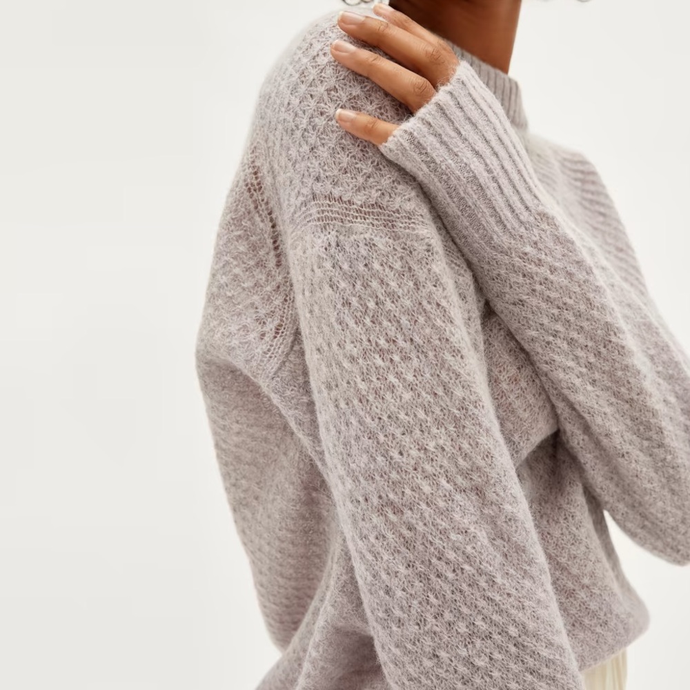 Everlane Diamond Stitch Alpaca Crew Sweater
